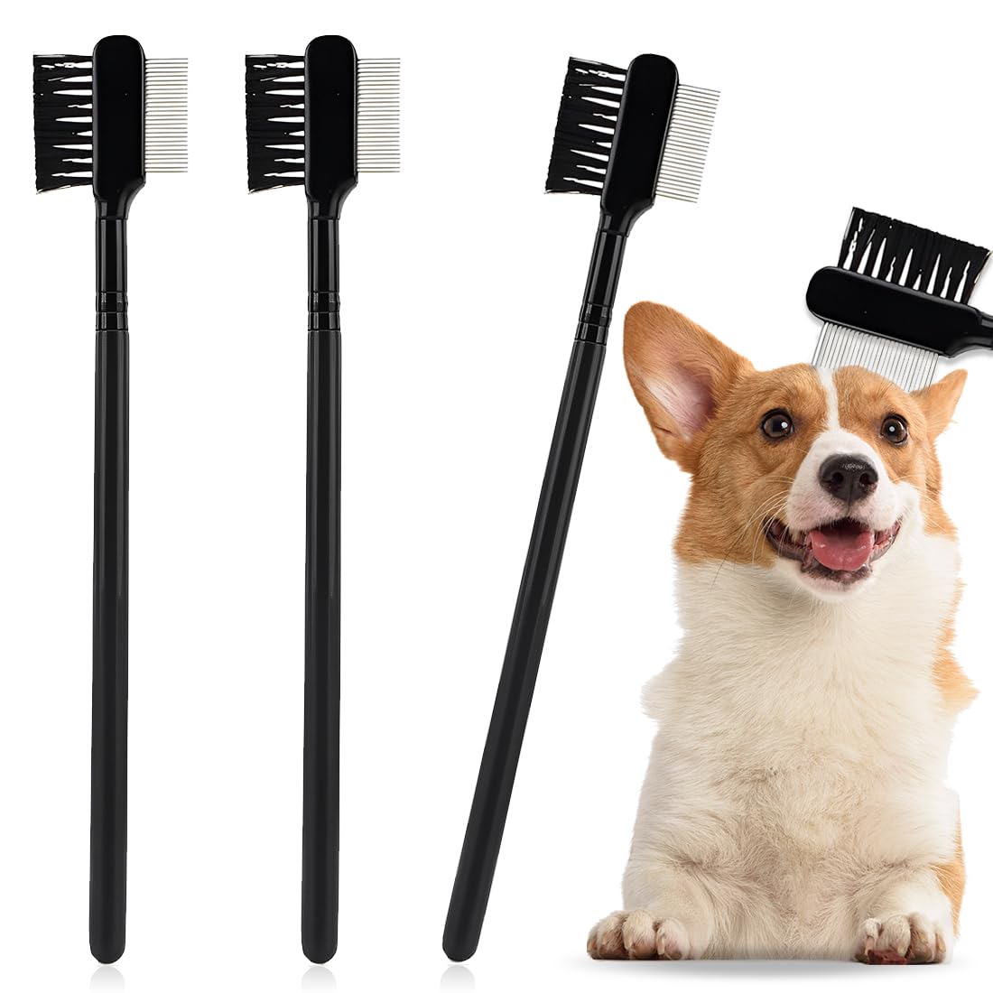3 Piezas Peines de Lágrimas de Perro Peine de Ojos de Perro Peines Quitamanchas de Lágrimas Peine de Aseo de Ojos de Perro de de Doble Cara para Eliminar Costras y Mocos Peine removedor de manchas