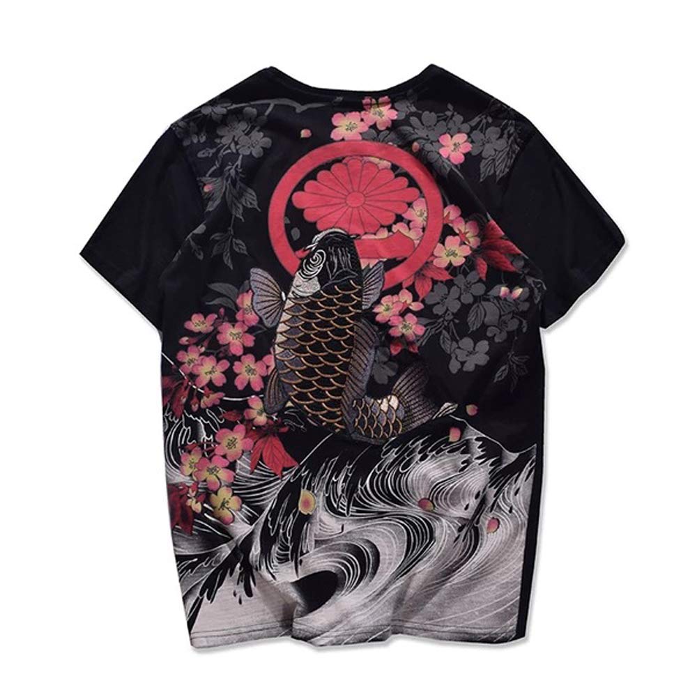 BaronHong Luźny wzór graficzny bawełniany t-shirt męski krótkie rękawy