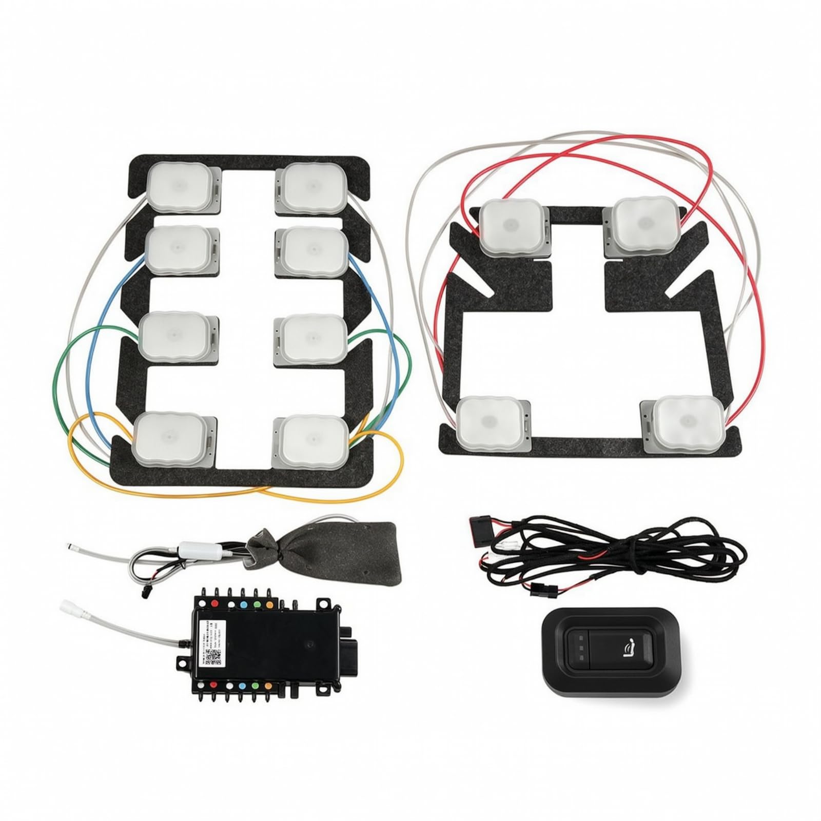 Massage Kit Massaggio Pneumatico Sedile 12 Punti Cuscino Schiena Integrato Controllo a Scatola Dedicata con Cablaggio Completo Adatto per Viaggio Fuori Città Weekend