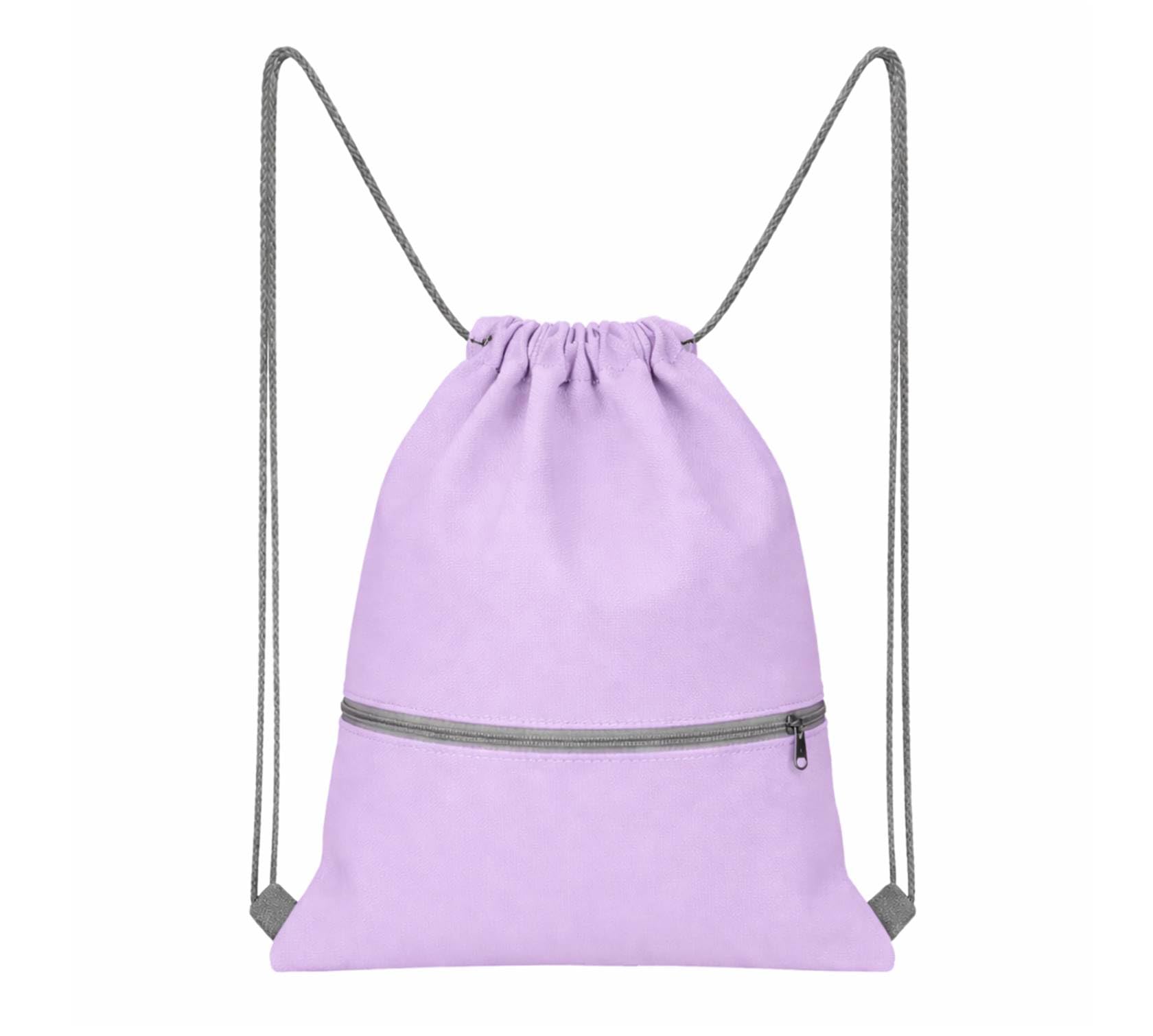 Lify Cotton Canvas Drawstring Backpack with Zippered Pockets – Gym, Travel & Outdoor Cinch Sack for Men, Women & Kids (1 Piece)-image-3
