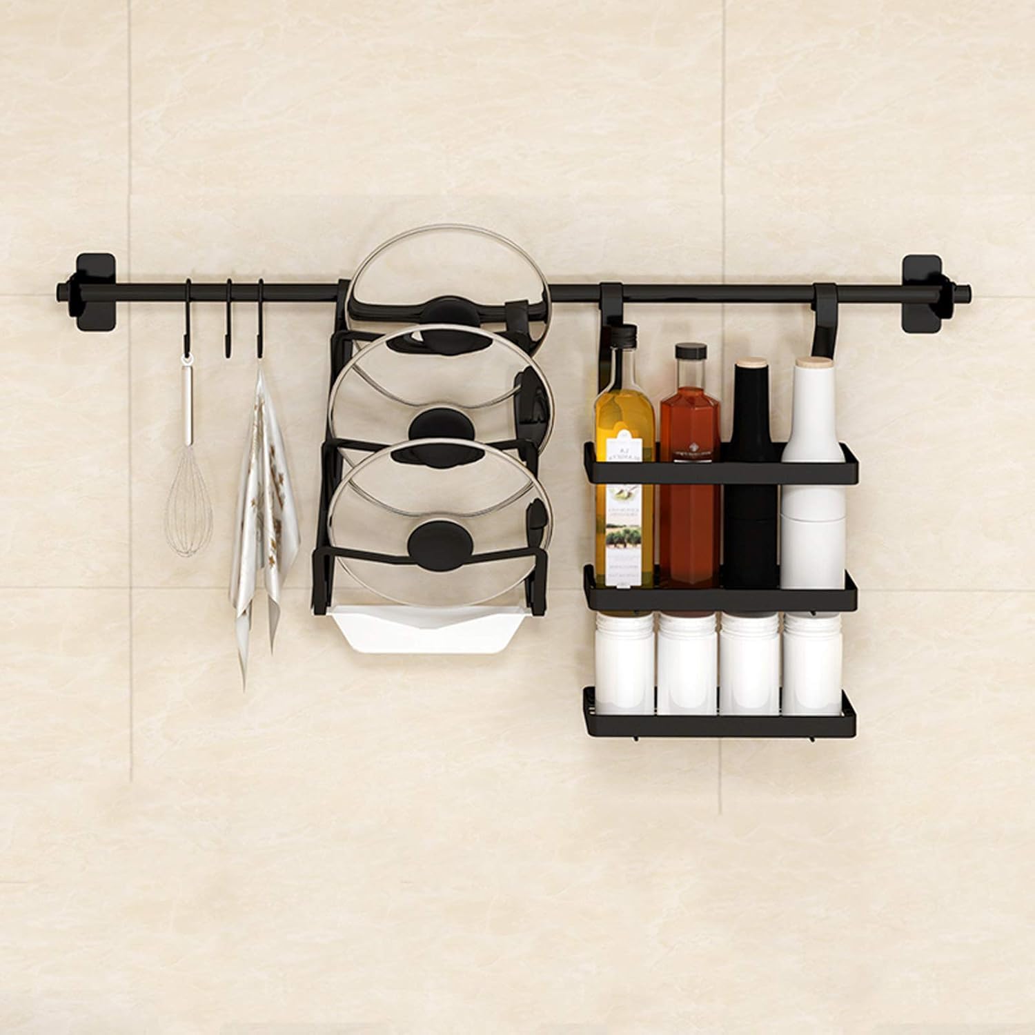 Scaffale da cucina a parete in acciaio inox, scolapiatti con ganci a S appesi, per lavello, bancone, armadio, combinazione fai da te, salvaspazio, multifunzionale