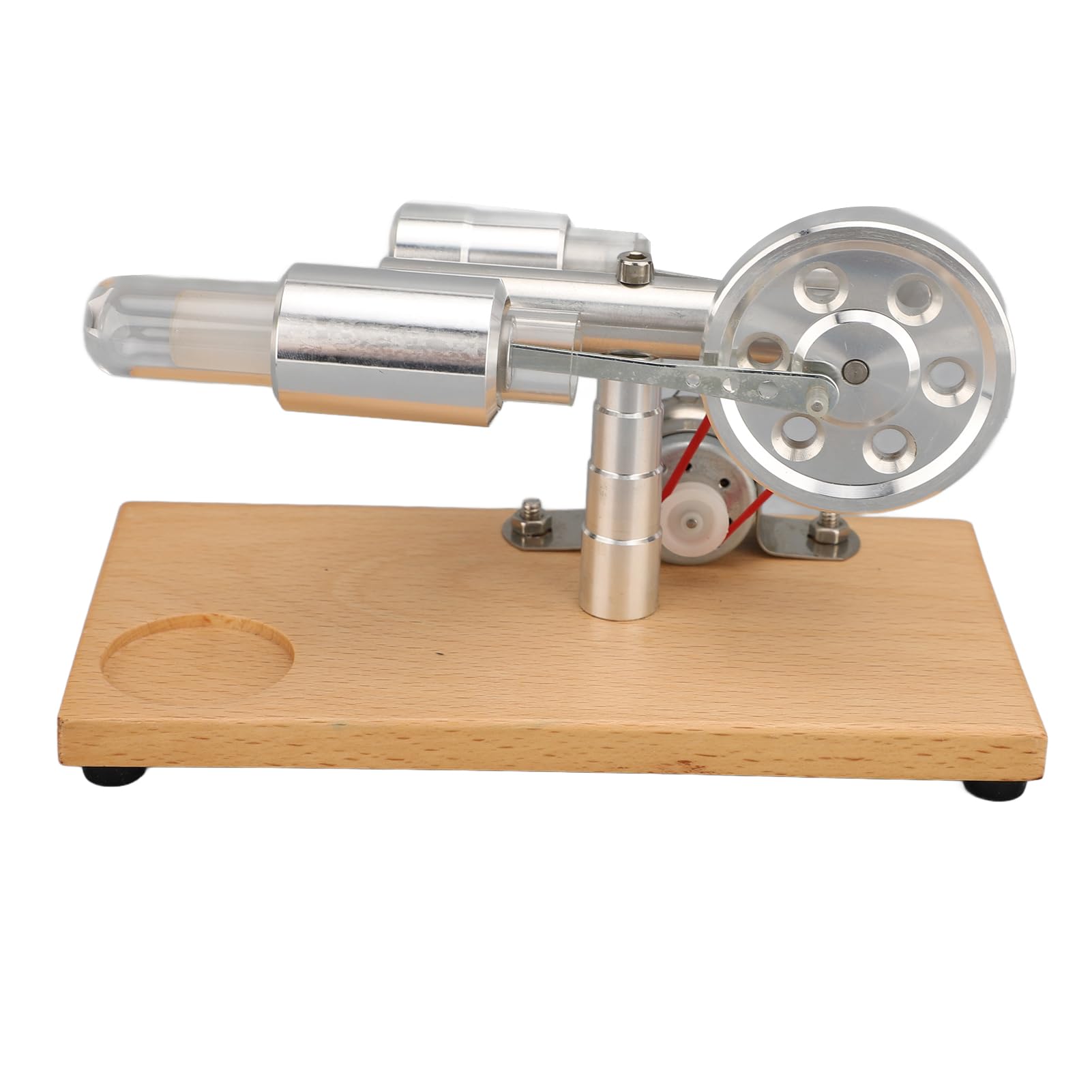 Motor Stirling, Iluminación LED Alimentada por Alcohol Modelo de Motor Stirling de Fácil Operación, Generador de Electricidad con Cuerpo de Aleación de Aluminio de Madera de Pino para