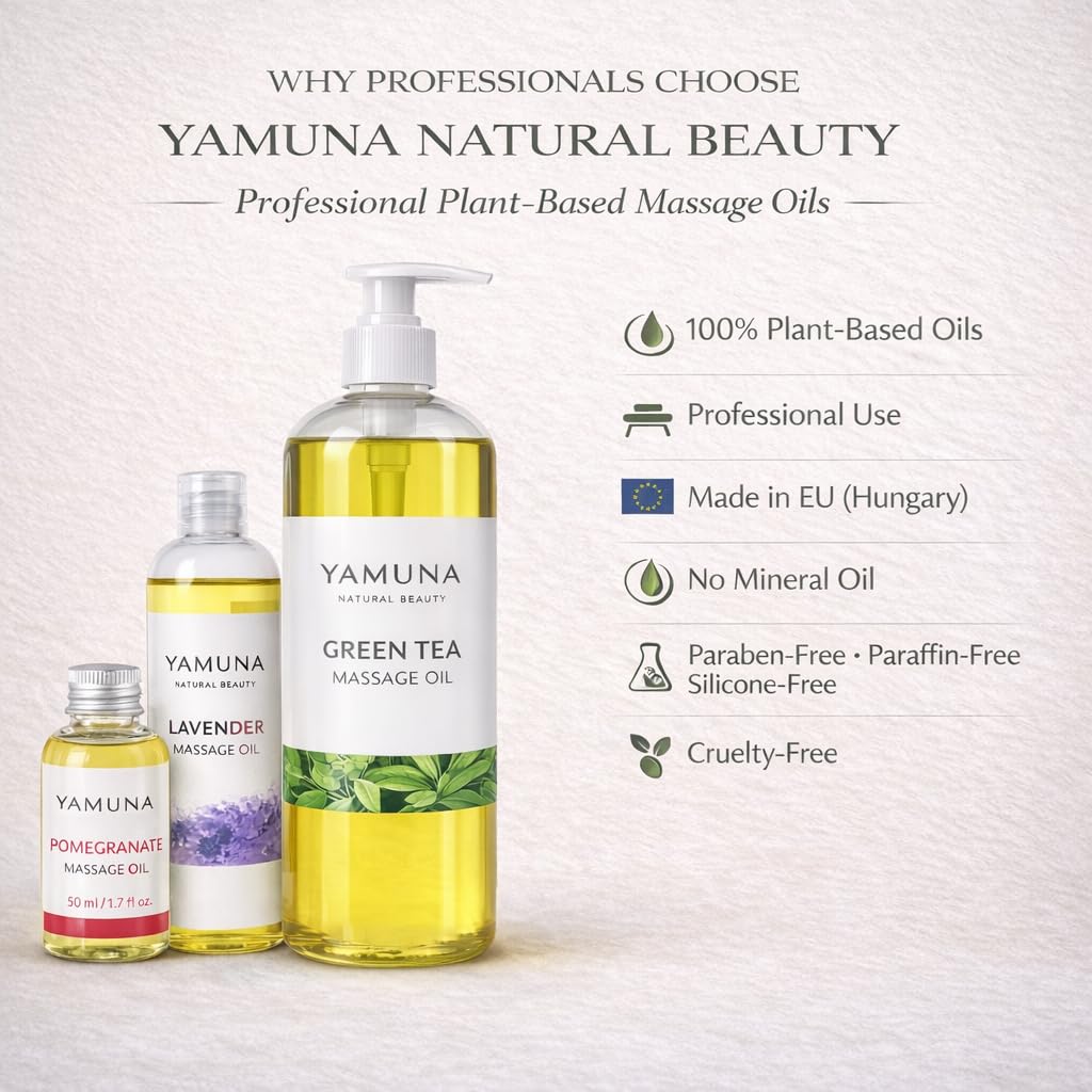 YAMUNA NATRUAL Beauty zestawy olejków do masażu i świeżych owoców w pudełku prezentowym, naturalna pielęgnacja i podróż zapachowa dla zmysłów, 200 ml (4 x 50 ml) – 100% olejki roślinne, wellness i