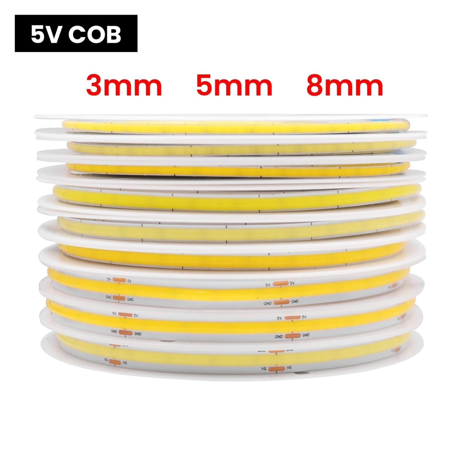 Taśma LED COB z funkcją ściemniania USB 3/5/8 mm PCB RA90 320LED/m 3000K-6500K Elastyczna taśma FOB(Natural White 4000K,USB NO SWITCH_5M_8MM PCB WIDTH)