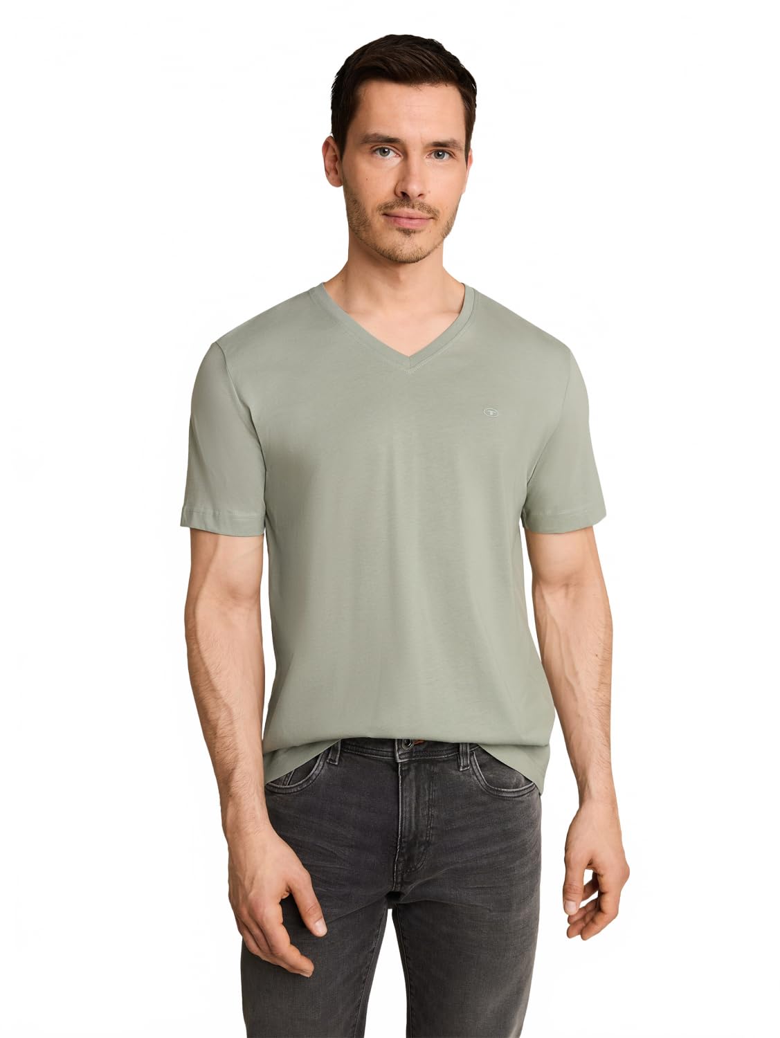 TOM TAILOR Herren Basic T-Shirt mit V-Ausschnitt
