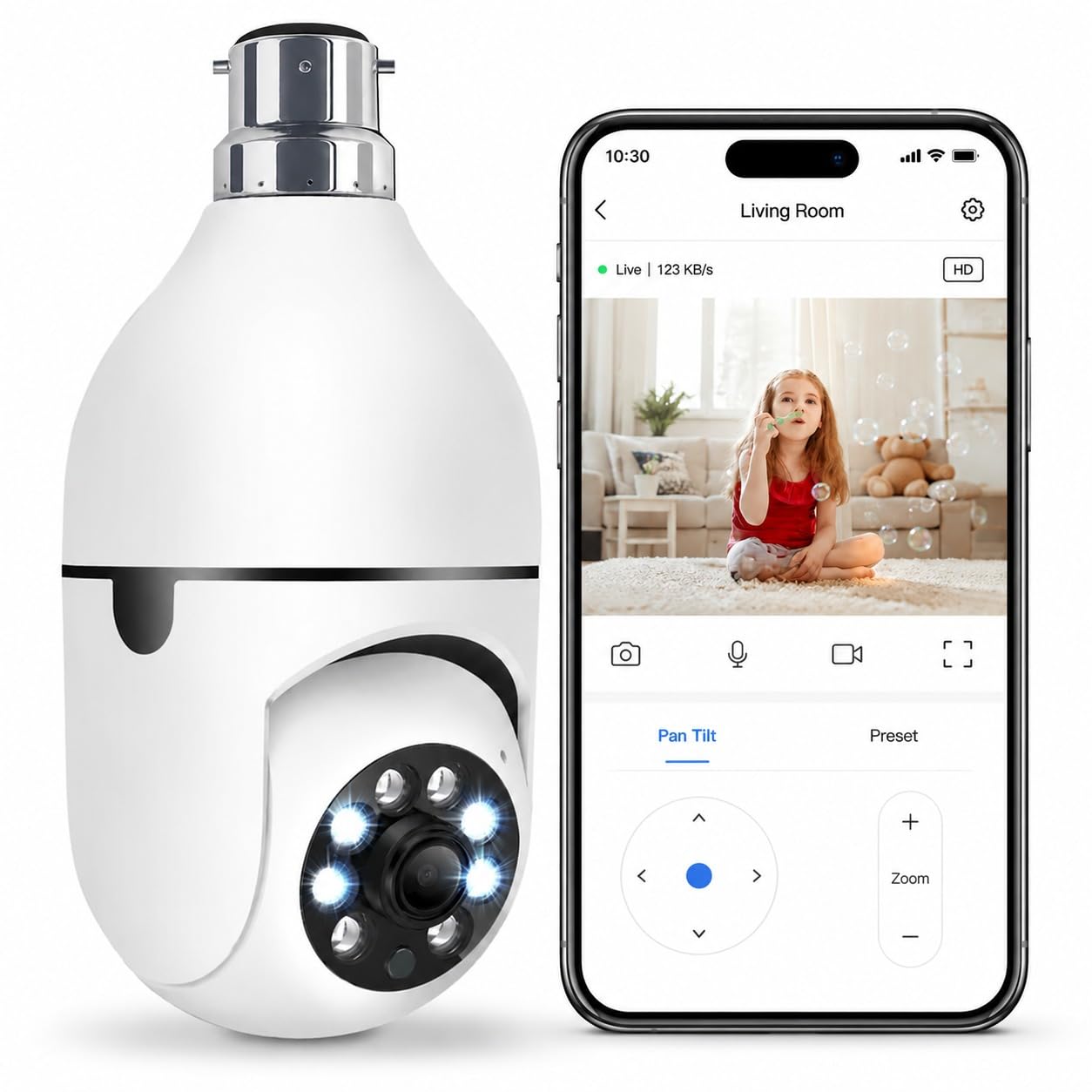 Dr Vision 4Mp WiFi Bulb CCTV Camera for Home Security | 360° Rotation | Color Night Vision | Motion Detection Two-Way Audio | Wireless Light Bulb Camera with Mobile App V380 Pro (Heavy Light Camera)-picture-19