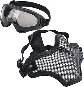 Máscara Airsoft, conjunto de caveira de malha com óculos (1 pacote com BBS incluído, 80 peças)