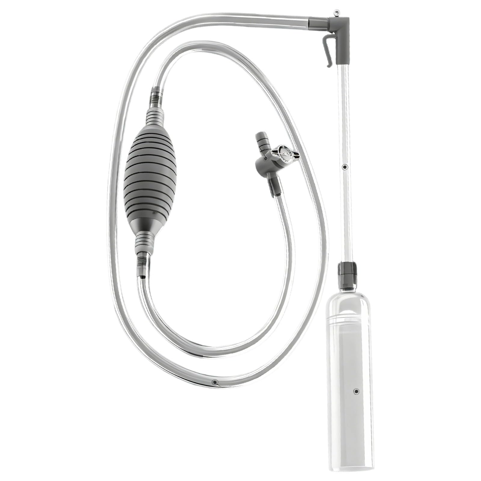 Nettoyeur de gravier pour aquarium de 3 m, changeur d'eau avec régulateur de débit, siphon extensible, clip fixe, tête d'aspiration en bec de canard, grille de filtre