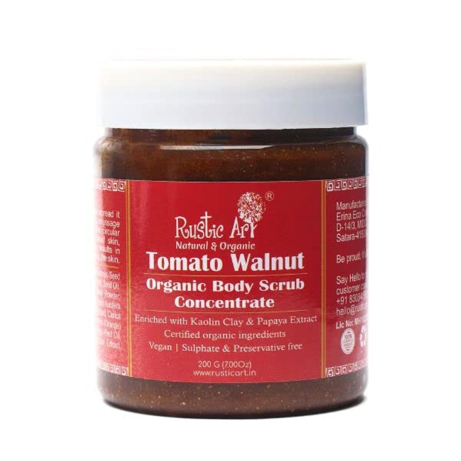 Organic Tomato Walnut Body Scrub Concentrate | Value Size 200g | Exfoliating Formula | Removes Dead Skin & Ingrown Hair | Natural Foaming Scrub