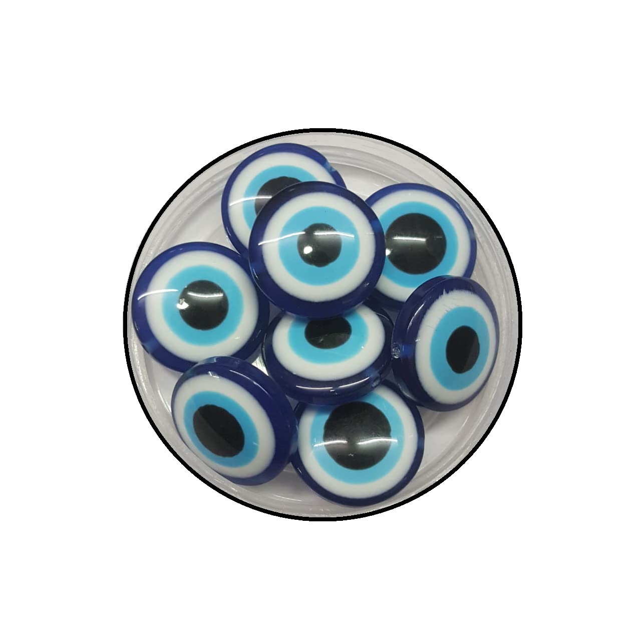 Navy Blue Round Flat Acrylic Nazar Evil Eye Beads for Jewellery Making, Bracelet, Necklace, DIY, Crafts Work (10 PCS, 20mm) KTC-2687-image-39