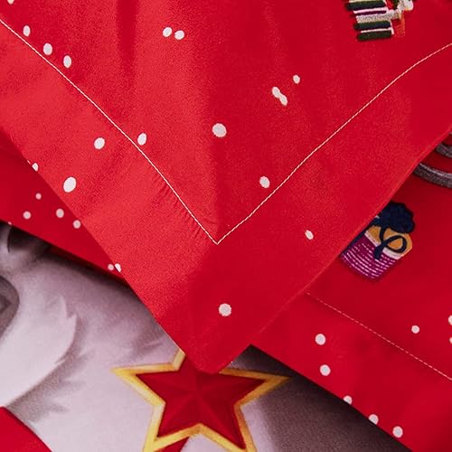 Miniatura 5 de JERYMUND Funda de edredón de Navidad tamaño individual  Juego de ropa de cama de ciervo de Papá Noel para niños y adultos, funda de edredón con