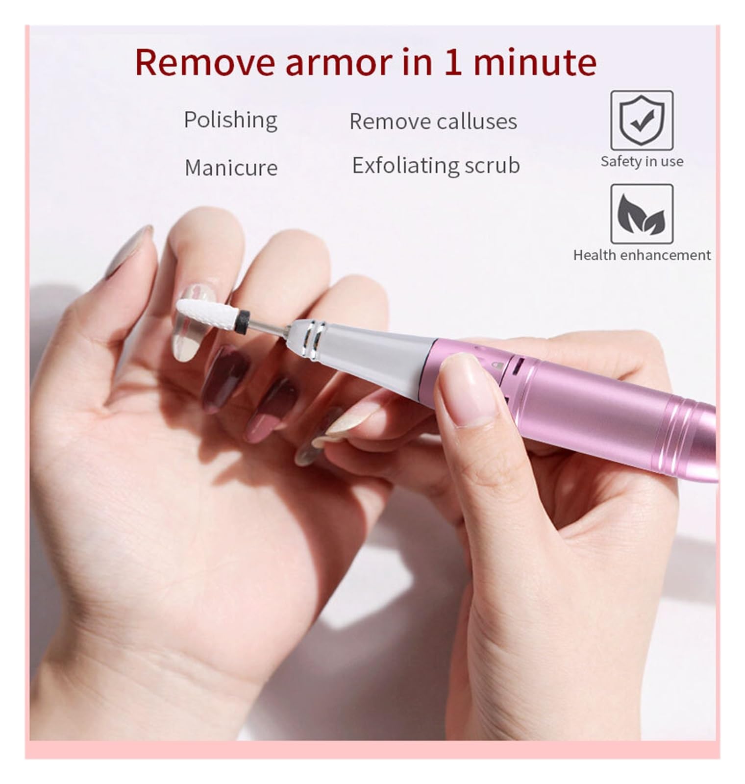 Elektryczna frezarka do paznokci, 35000RPM Przenośny stojak Elektryczna wiertarka do paznokci Zestaw maszyn, bezprzewodowe wiercenie Manicure Pedicure Polerka do paznokci(Nero)
