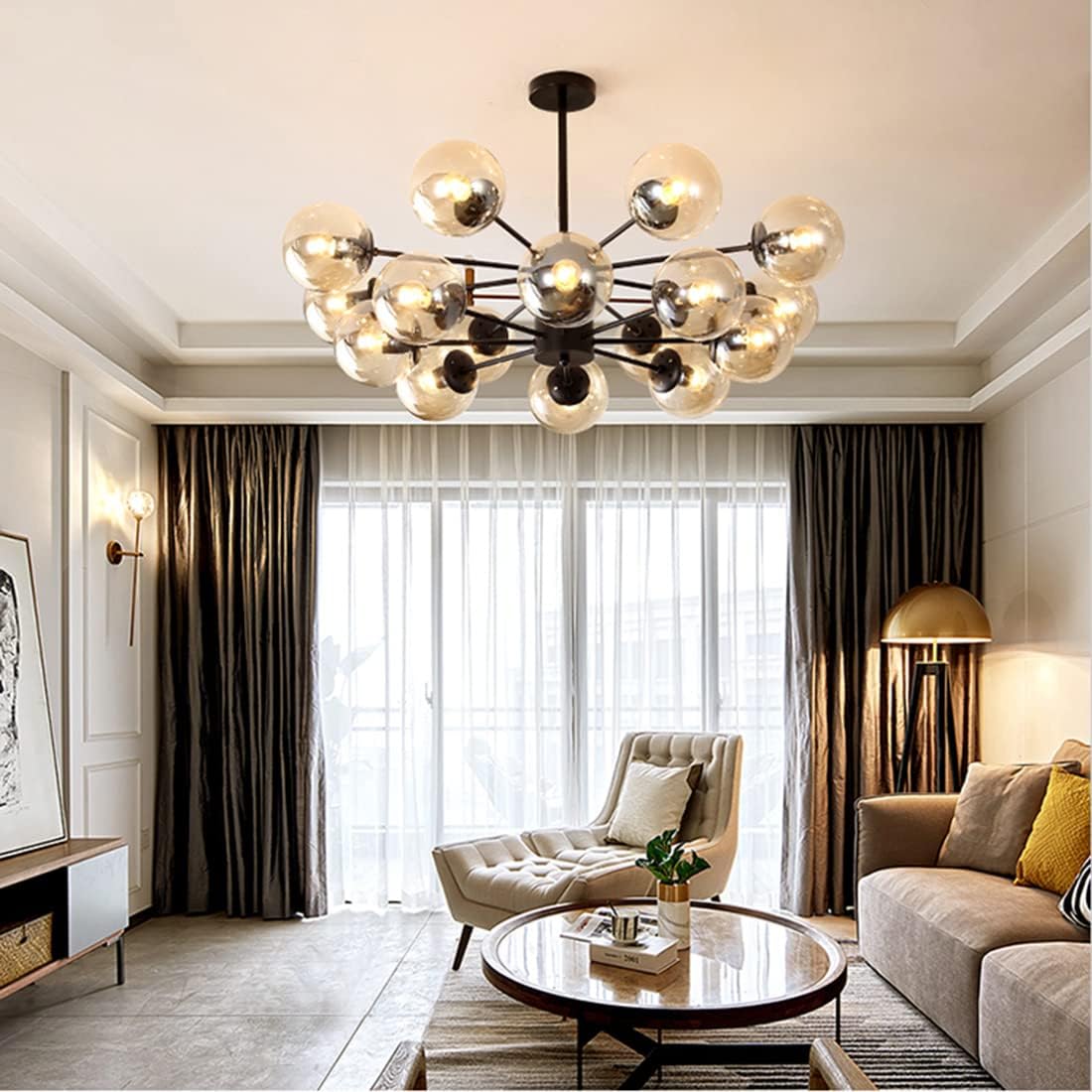 Replacement Glass Globe Shade 7.9" fixture Replacement Globes Shades for Light Fixtures Mid-century Modern Pendant Light Chandelier Glass Ball Lampshade Replacement