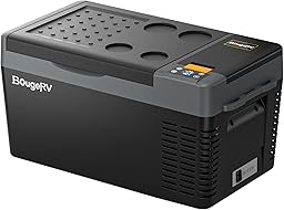 BougeRV CRPRO 12V Compressor Fridge Freezer 20L Car Fridge Portable Car Refrigerator 12/24V DC 110-240V AC for Camping Outdoor Travel Campervan RV Boat Home, -22℃ to 10℃, Battery Not Included