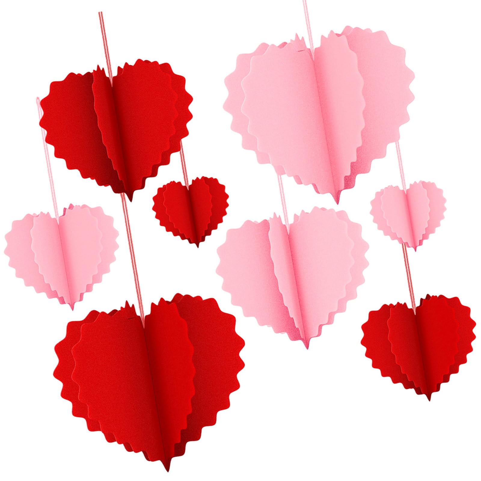 8Pcs Foldable Paper Heart Ornament Valentine ' s Day Hanging Decoration for Wedding Valentine ' s Day Engagement Anniversary Wedding