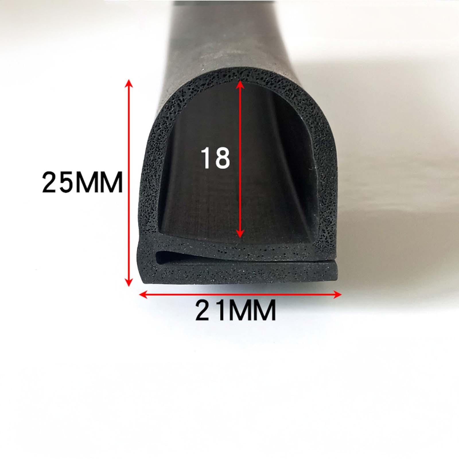 exclueur pour Portes, Bande d'étanchéité de Porte en Caoutchouc EPDM en Forme d'E, Coupe-Froid Coupe-Vent pour Isolation Acoustique des fenêtres de Cadre de Porte, 5m, Noir,21 * 25