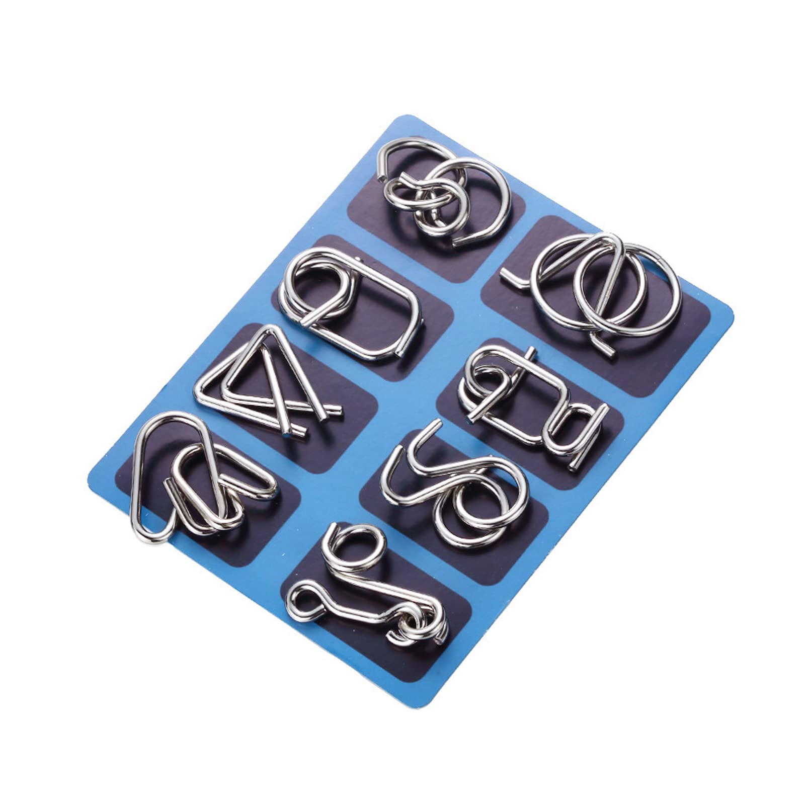Holzsammlung Set of 8 Brain Teaser Metal Wire Puzzles, Classical Mini Metal Puzzles Set, Mind Game IQ Challenge Puzzle Games IQ Test Toy Knots Lock Puzzle Gift for Adults Teenagers Kids