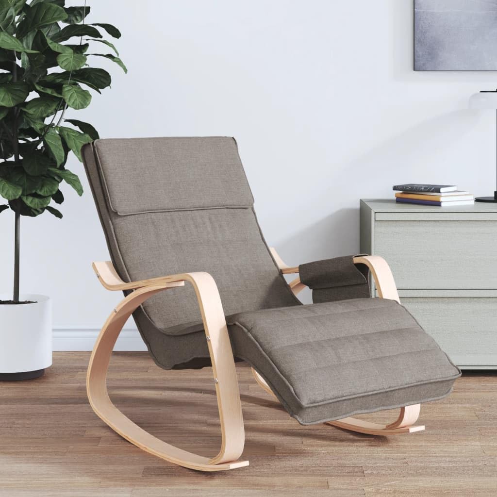 Sillón mecedora de madera de abedul, topo