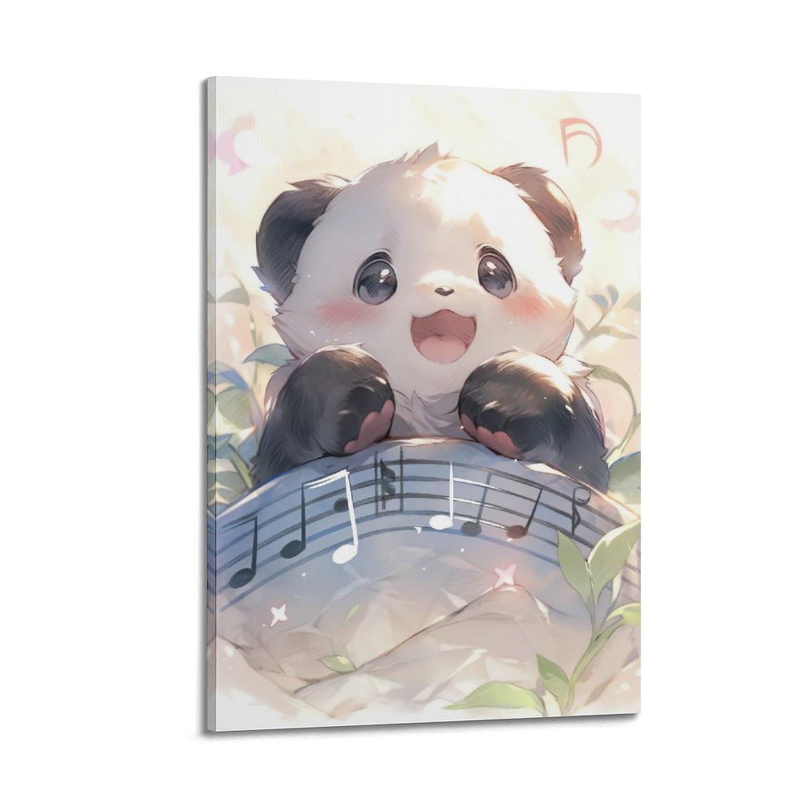 YiXong Poster decorativo da parete su tela, motivo: adorabile cucciolo di panda con note musicali, poster decorativo per camera da letto, poster decorativo per camera da letto (60 x 90 cm)