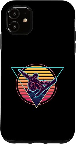 Miniatura 5 de iPhone 15 Retro Futuristic Snowboarder Synthwave Snowboarding Case