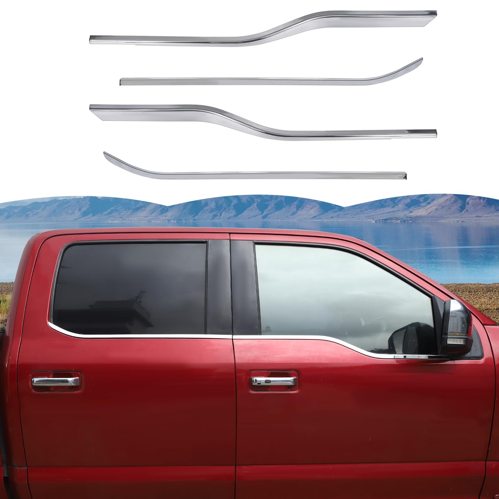Photo 1 of RT-TCZ Window Trim Strip Cover Window Molding Trim Cover Decoration Exterior Accessories for Ford F150 2015-2020 (Chrome)