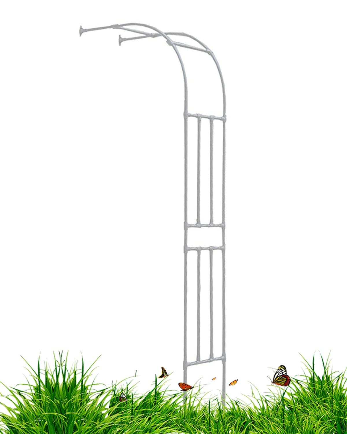 Arco de jardín semicircular de resina duradera y acero para un soporte de plantas seguro