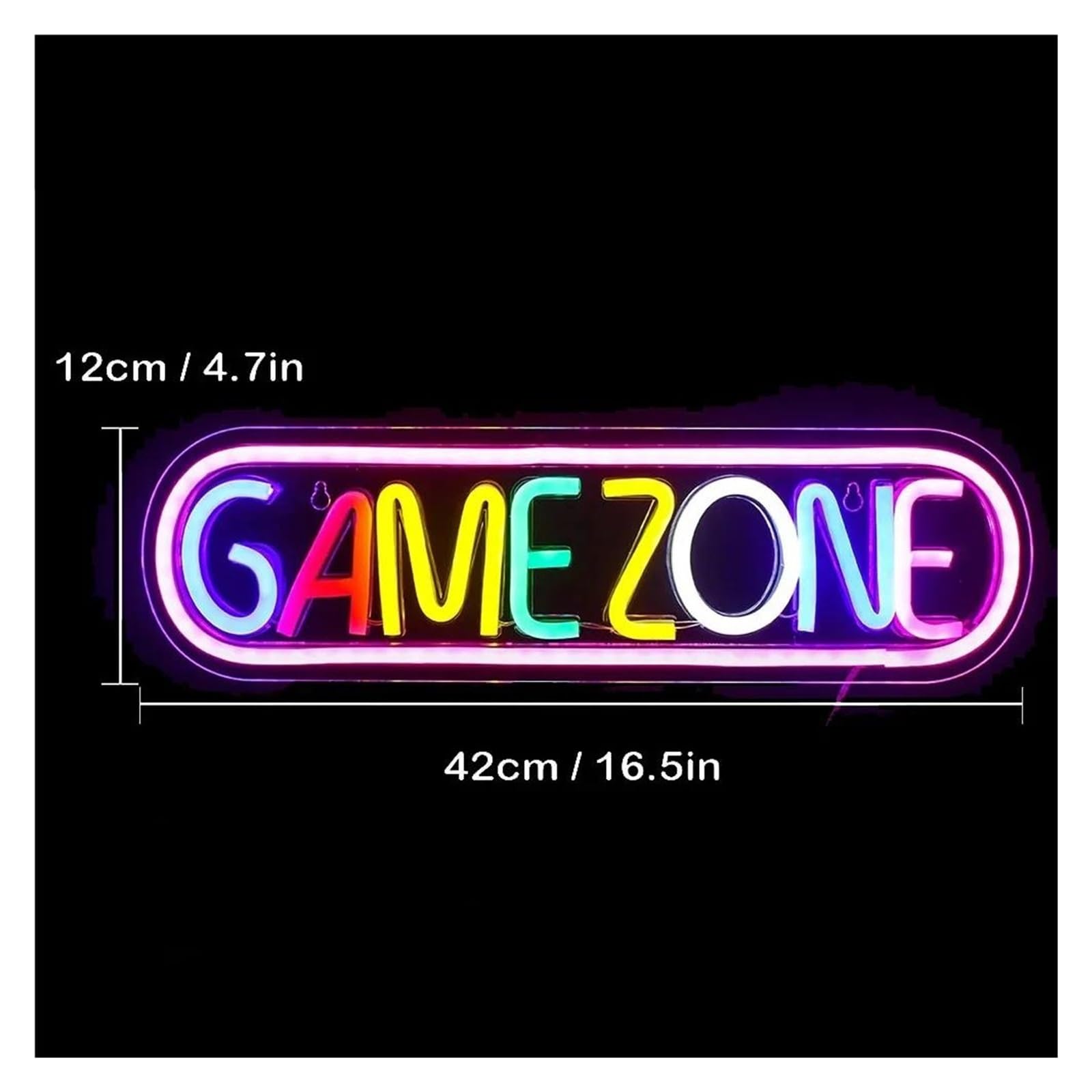 Luz de Diseño de Digital Letreros De Neón GAME ZONE Para Decoración De Pared, Luz LED Para Sala De Juegos, Área De Juegos, Lámpara De Pub Man Cave Iluminada De 42cm×12cm