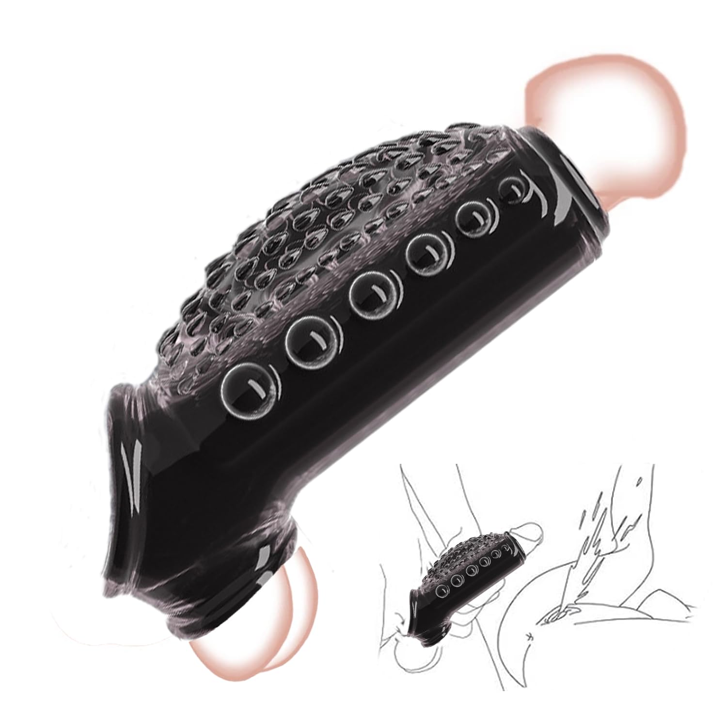 Penis Sleeve Penis Pump Mens Sex Toys Cockring Sleeve Penis Ring Extender for Male Sex Toys with Ball
