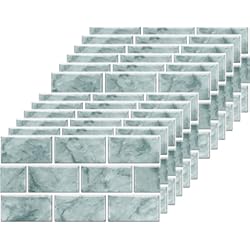 Adhesivo De Azulejo Calcomanías de azulejos de ladrillo verde para baño, cocina, impermeables, de vinilo, autoadhesivas, calcomanías de azulejos para sala de estar, 30x15 cm (12 hojas)