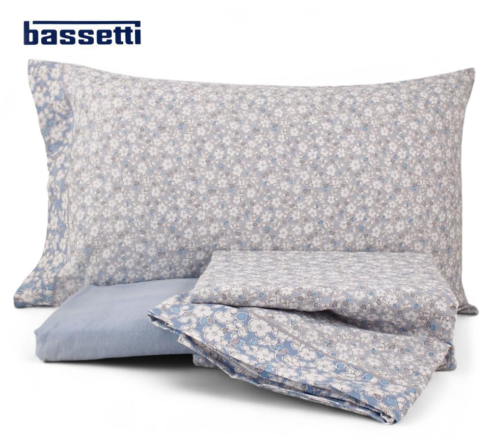 Bassetti Completo lenzuola UNA PIAZZA flanella di cotone articolo FLOR (Foto A3)