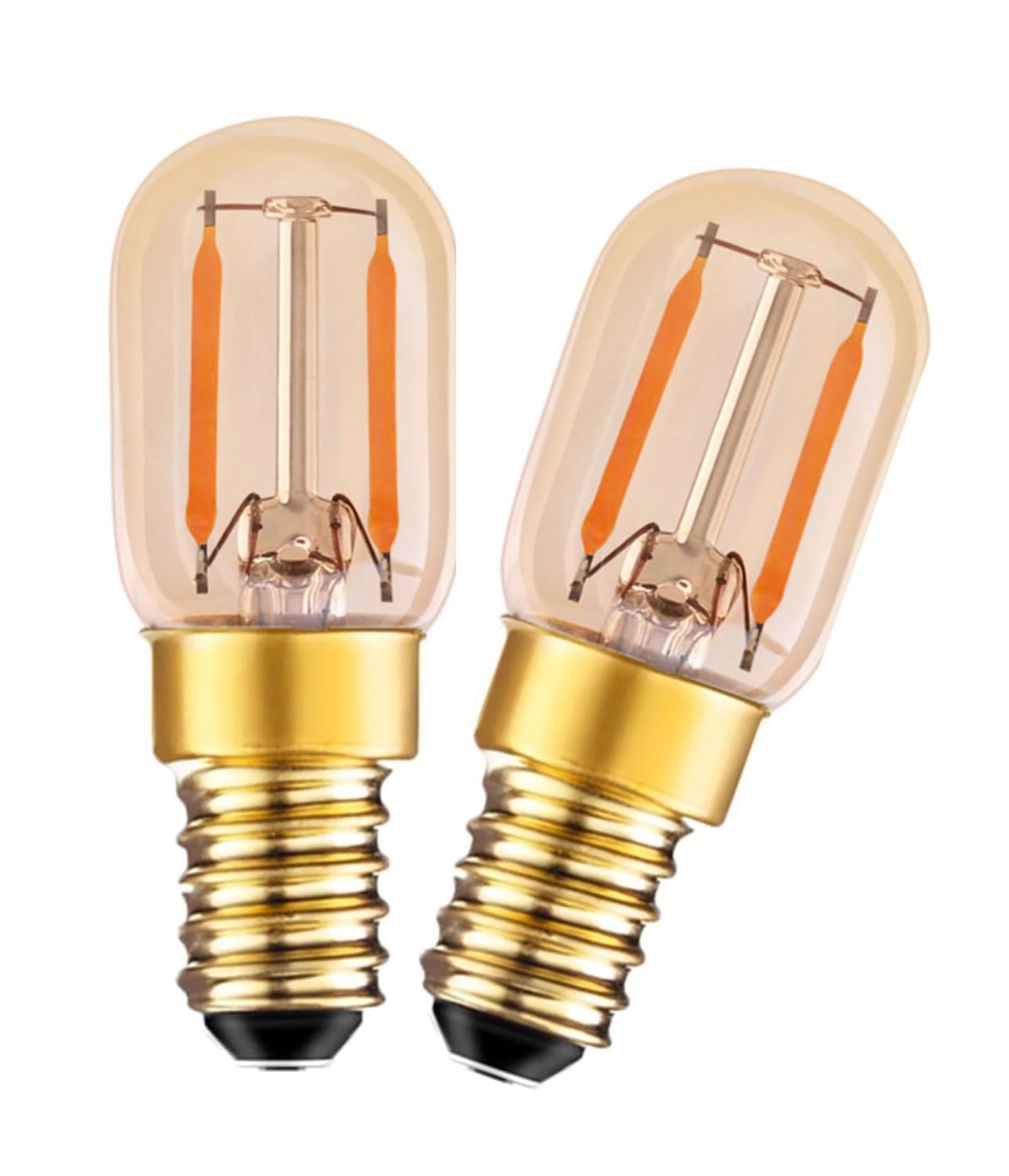 KINGYEENUO Mini E14 LED Glühbirne, 1W T22 Bernstein Vintage Nachtlampen, SES Kleine Schraube LED Glühbirnen, Ultra Warmweiß 2200K, 10W Äquivalent, Home Decken Kronleuchter Glühbirnen, 2-pack