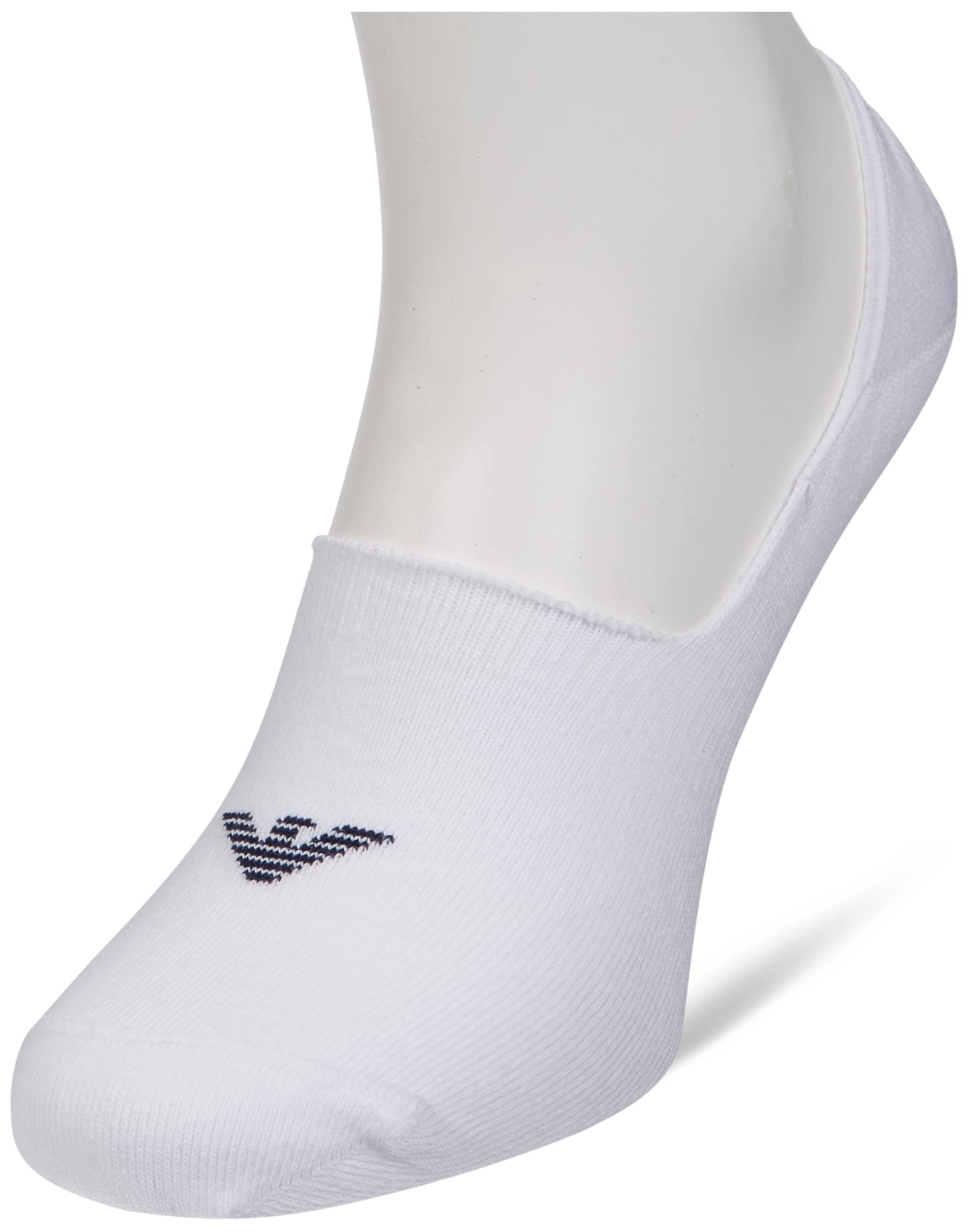 Emporio Armani Underwear Men's 3-Pack Invisible Socks With Jacquard Eagle 3-Pack Invisible Socks, White, L/XL