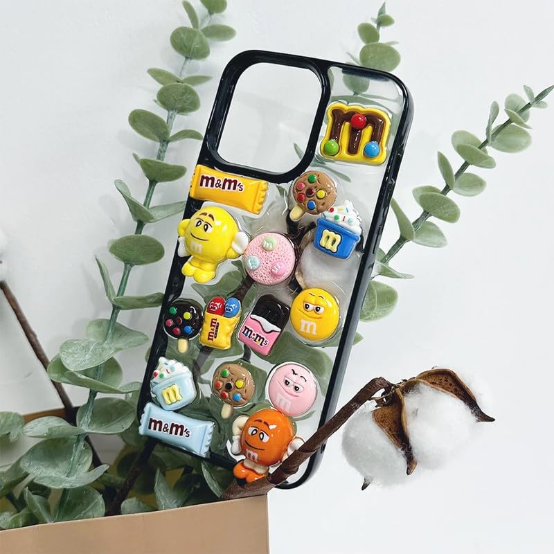 Image of Case Creation for iPhone 14 Plus 3D Cartoon Chocolate Candy Phone Case, Luxury New Sugar Coated Chocolate Love Funny Fashion Glitter Cute Colorful Epoxy Hard Cover for Apple iPhone 14 Plus (Black)