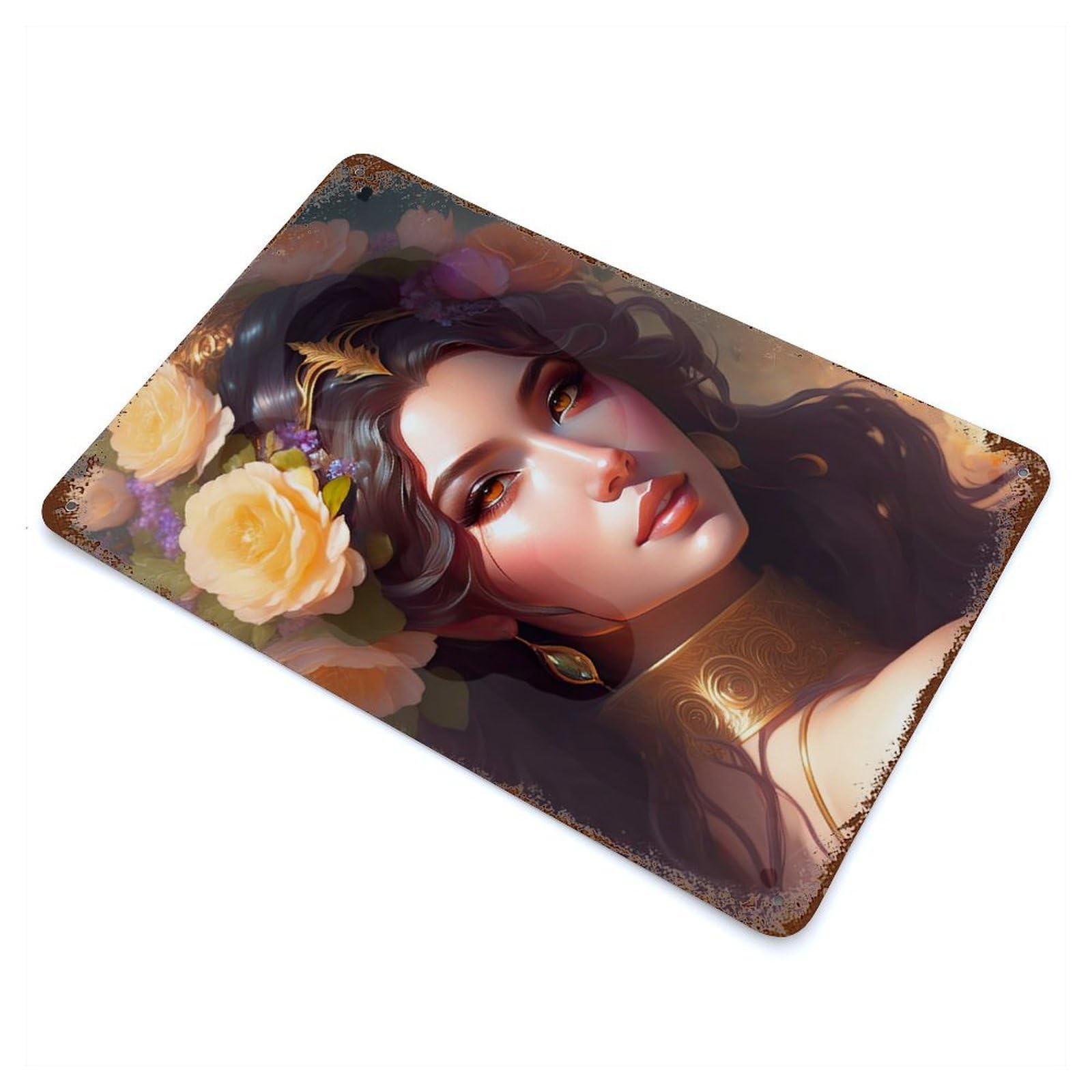 Gorgeous Persephone Weathered Tin Sign 11.8"x7.9", Vintage Wall Decor for Garage, Pub Or Kitchen
