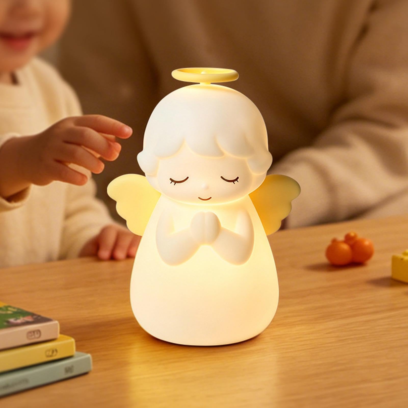 Luz nocturna para niños, luz de lectura en forma de ángel con temporizador