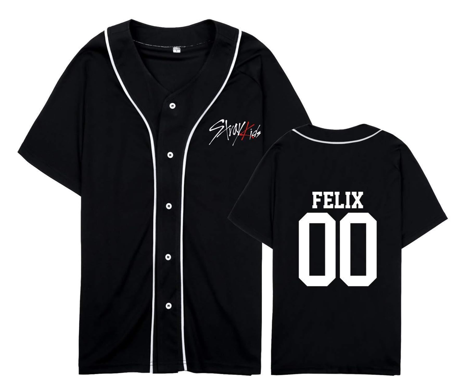 Stray-K T-Shirt de Baseball – Cardigan d'été pour Les Fans de Kpop, Stay et Les Amateurs de Groupe, Noir-3, M