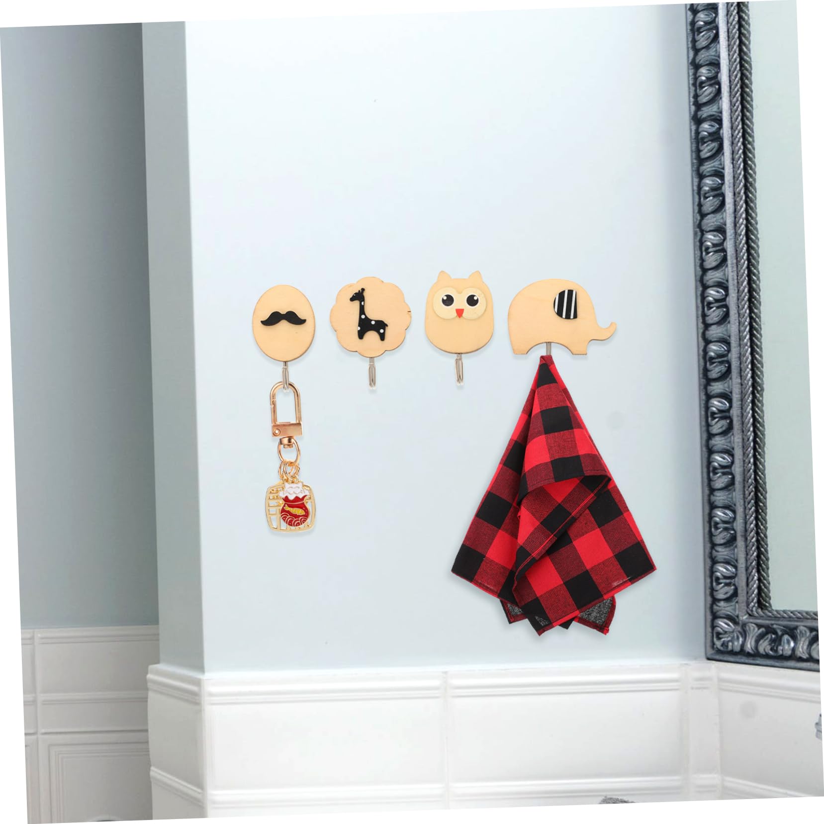 NUOBESTY Gancho De Viscosa Ganchos De La Puerta Manos Baños Sostiene Ganchos Para Colgar Montado Ganchos De Pared De Madera Para Colgar Ganchos De Madera Para Colgar 4 Piezas X 4