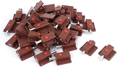 X-DREE Cupboard Door Button Control Automatic docking connecting Bolt Latch Lock Brown 100pcs(Control del botón de la puerta del armario, cierre
