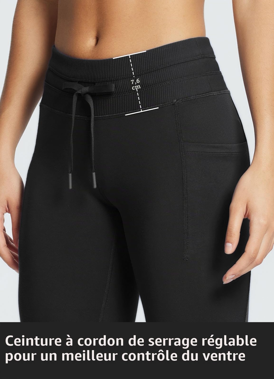 baleaf Legging en Polaire imperméable pour Femme - Pantalon Thermique Taille Haute avec Poches