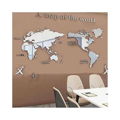 Miniatura 6 de Adhesivo de pared 3D, acrílico con mapa del mundo para pared, para despegar y pegar, calcomanía de pared extraíble para guardería, oficina, sala de