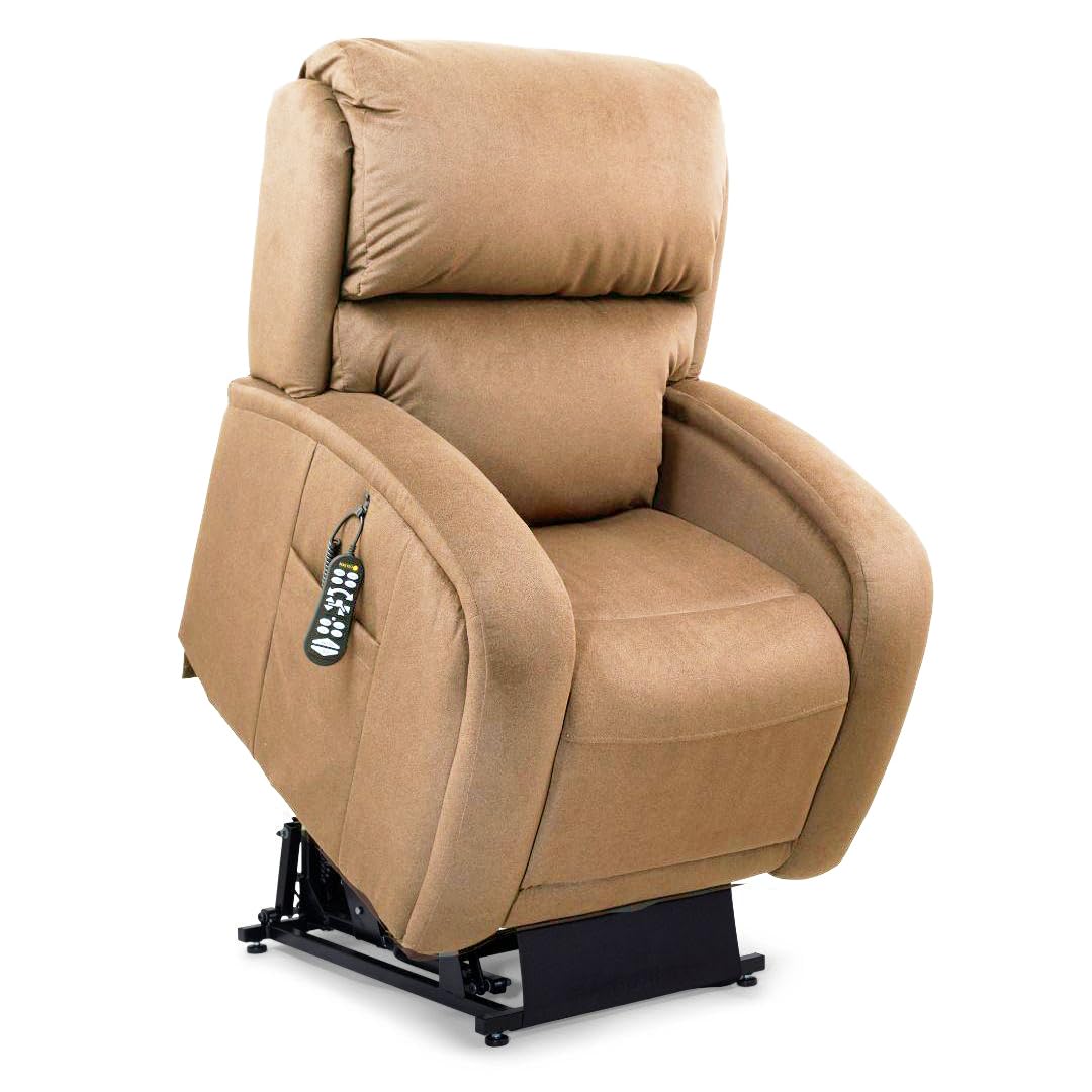 Golden Technologies PR761-MLA EZ Sleeper with Twilight Power 5 Zone Lift Chair Recliner PR-761 with Power Headrest Pillow 375 lb Weight Capacity (Camel Fabric, Med/Large Ground Curbside)