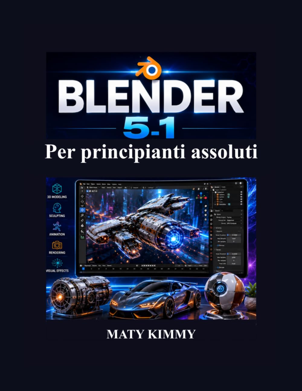 Blender 5.1 Per principianti assoluti: Guida passo passo alla modellazione 3D, animazione, scultura, rendering ed effetti visive