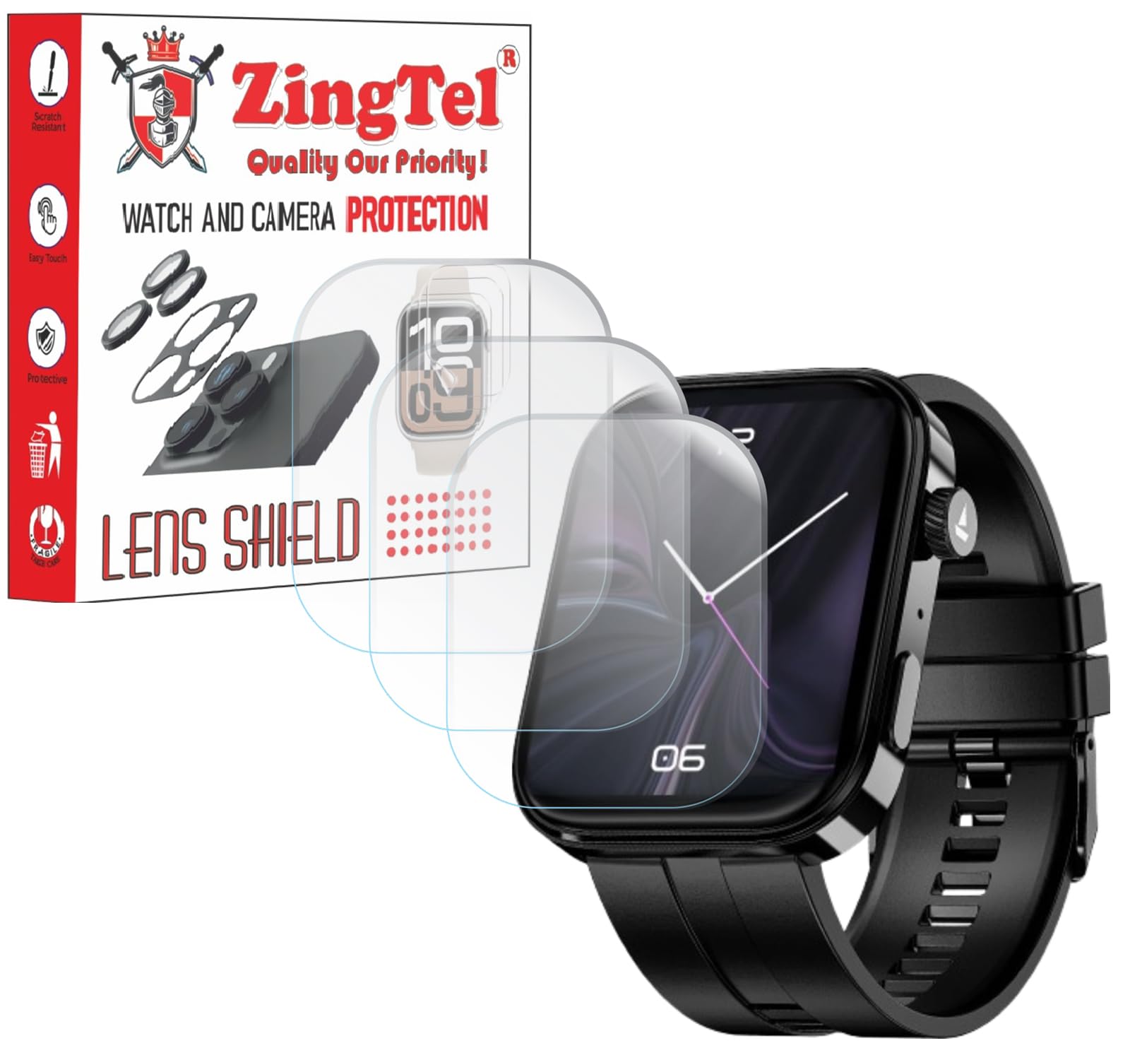 ZINGTEL 3 Pack Screen Protector Compatible With Boat Chrome Endeavour (1.96 Inch) TPU Screen Guard Not a Tempered Glass