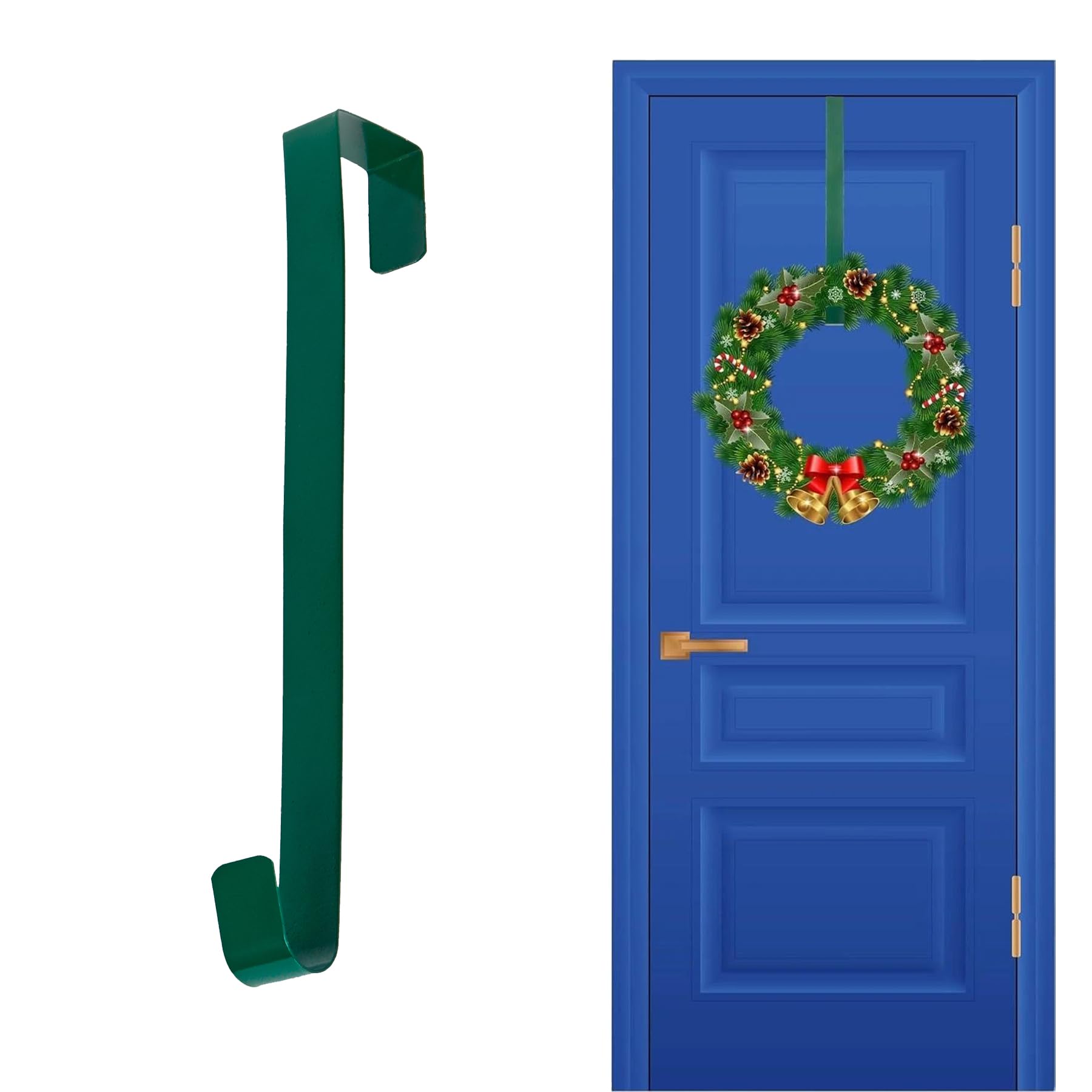Widdle Gifts Christmas Metal Wreath Hanger Over Door Hook 30cm (Green)