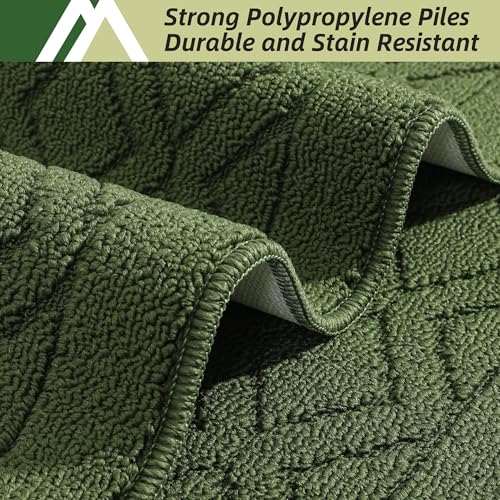 COSY HOMEER 48x20 Inch/30X20 Inch Kitchen Rug Mats Made of 100% Polypropylene 2 Pieces Soft Kitchen Mat Specialized in Anti Slippery and Machine Washable for Home Kitchen,Green