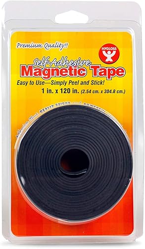 Hygloss Products Rollo de cinta magnética autoadhesivo para manualidades, tablas de borrado en seco, y más, 1 pulgada x 120 pulgadas