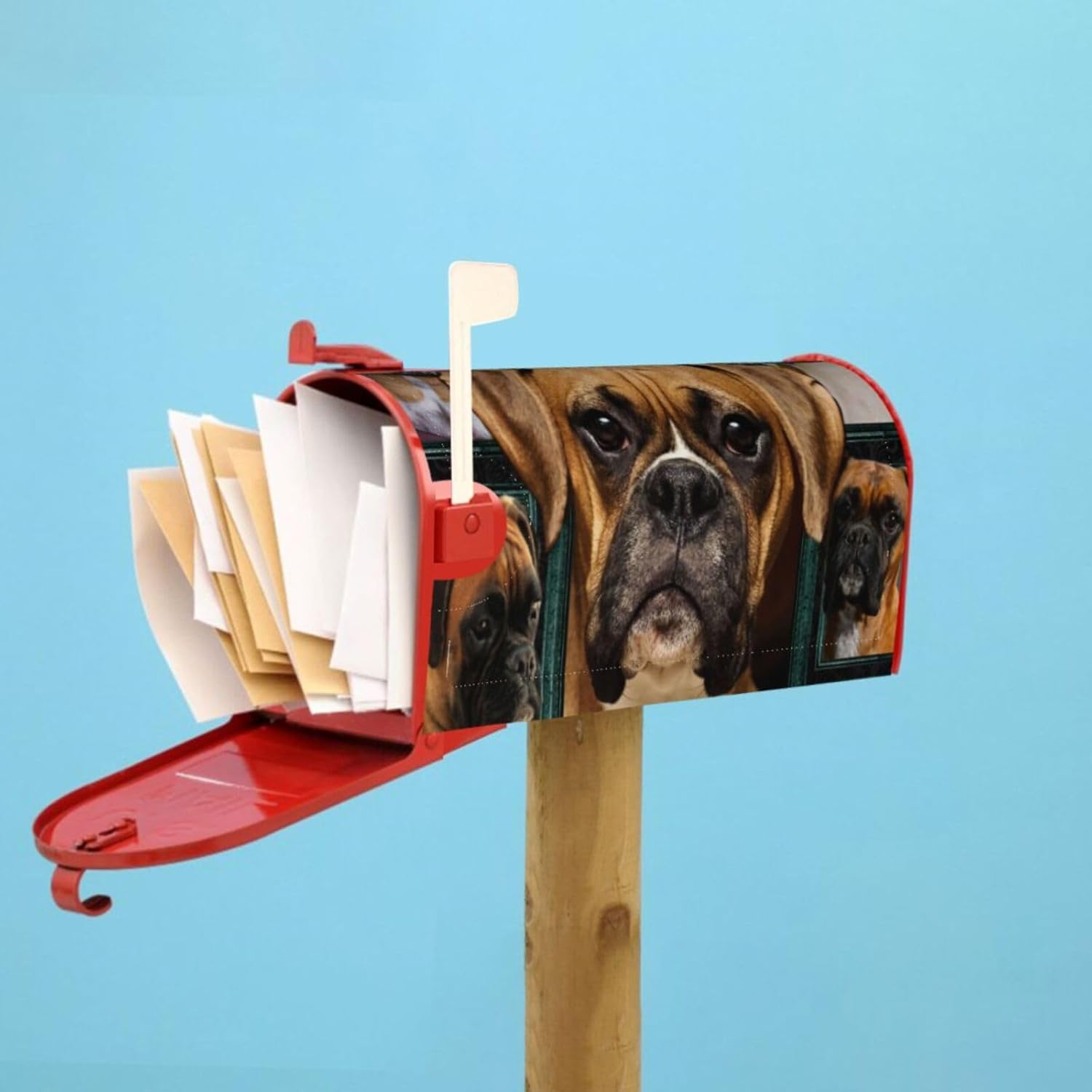Boxer Dog Magnetic Mailbox Cover Standard Size Post Box for Outdoor Garden Yard Home Decor 21x18 in