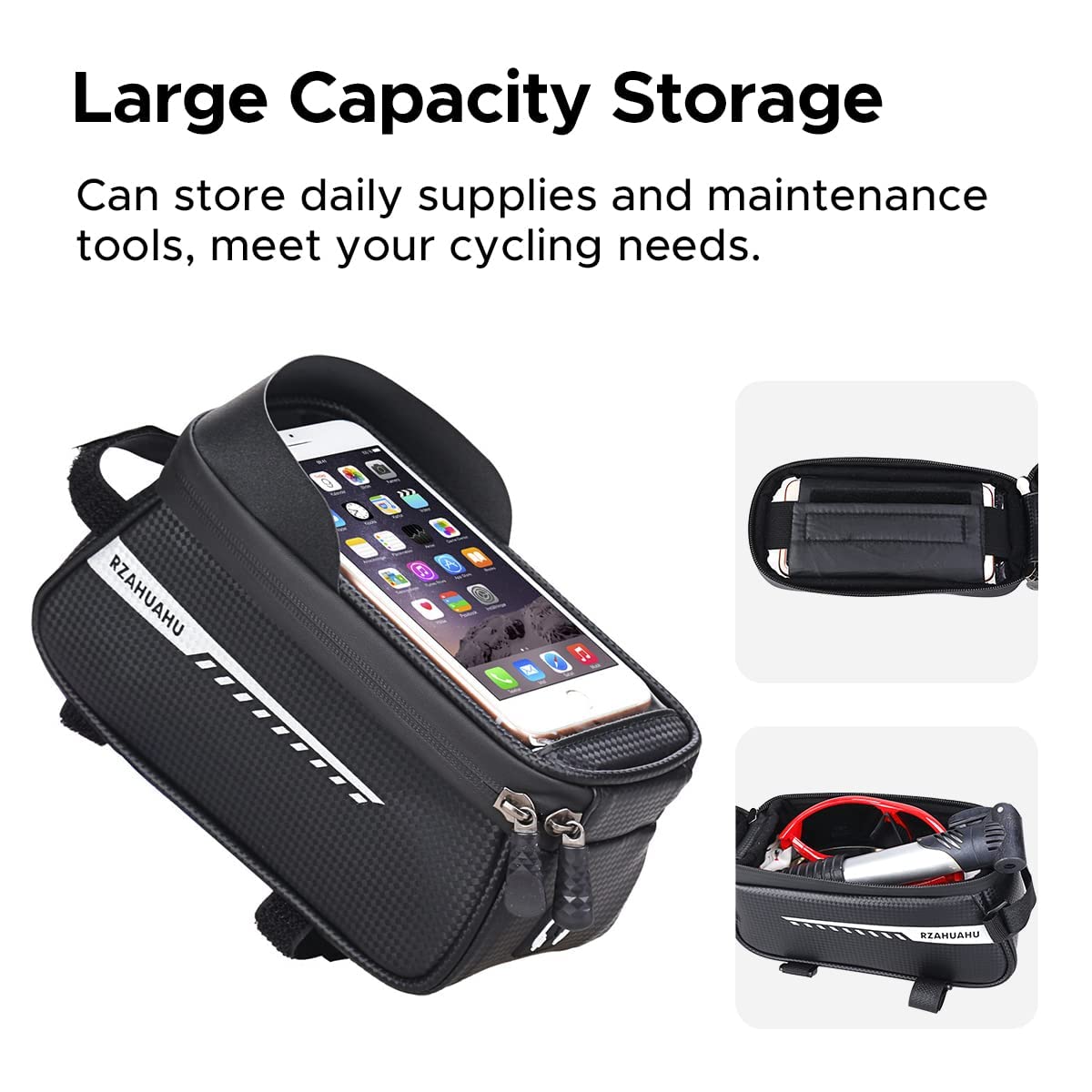 ENGWE MTB Bicycle Frame Bag - Waterproof Phone Bag With Touchscreen, Fits 6.5" Phones