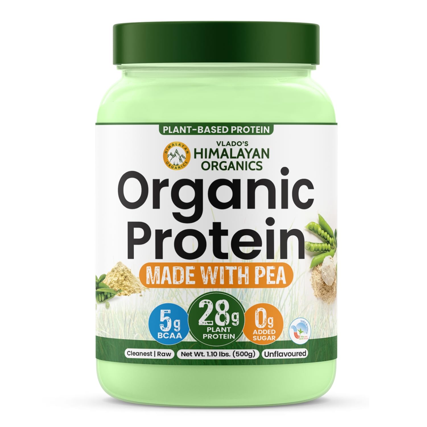 Vlado's Himalayan Organics Organic protein Powder I Plant protein I 28G Protein , 5G BCAA I Made with 100% Organic Pea's I Clean & Vegan Protein I Lab Tested I Fast Absorbing, No Bloating, Easy to Digest | Faster Muscle Recovery I Unflavoured - 500 Grams-image-35