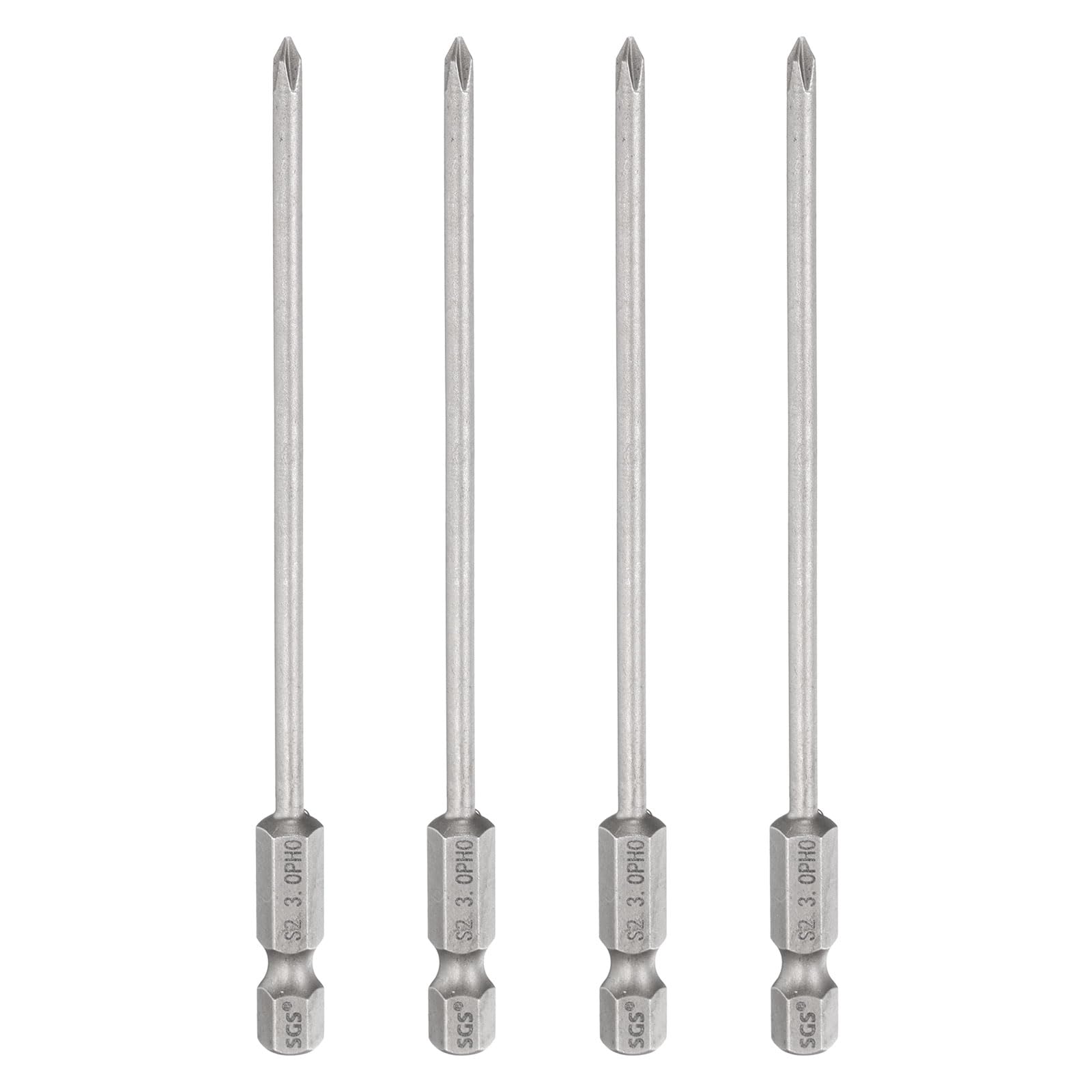 sourcing map 4pcs #0 Phillips Screwdriver Bit PH0 1/4" Hex Shank, Gray